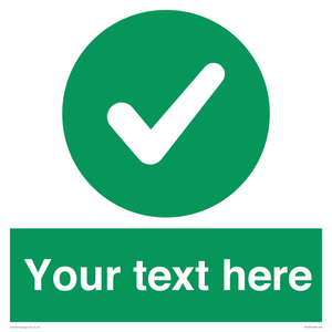 Custom green background, green circle with tick